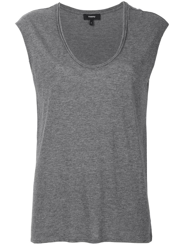Theory - Scoop Neck Top - Women - Cotton/modal - Xs, Grey, Cotton/modal