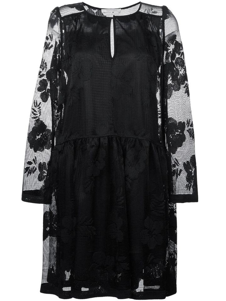 See By Chloé Floral Embroidered Mesh Dress - Black