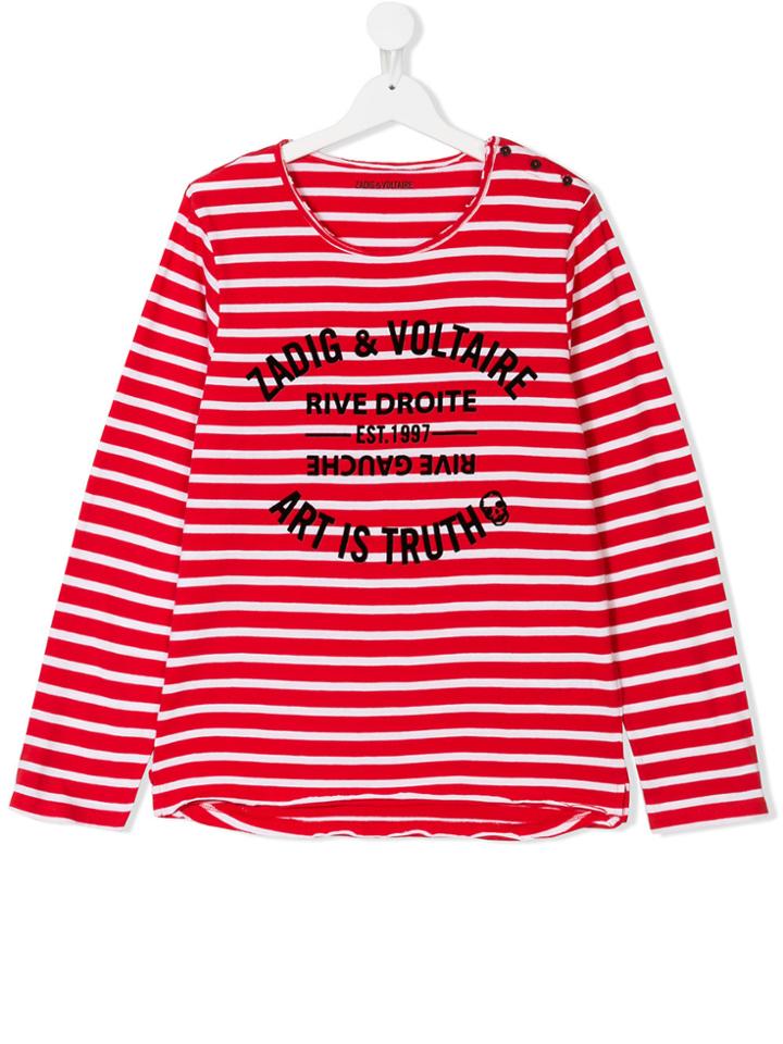 Zadig & Voltaire Kids Logo Striped T-shirt - Red