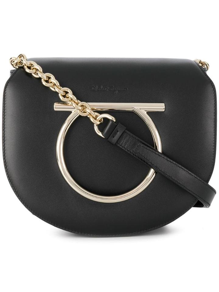 Salvatore Ferragamo Gancini Ornament Shoulder Bag - Black
