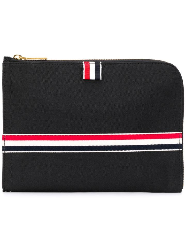 Thom Browne Rwb Webbing Small Gusset Folio - Black