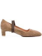 Santoni Contrast Slip-on Pumps - Nude & Neutrals