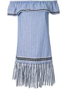 Lemlem Off Shoulder Striped Dress, Women's, Size: Medium, Blue, Cotton/kapok