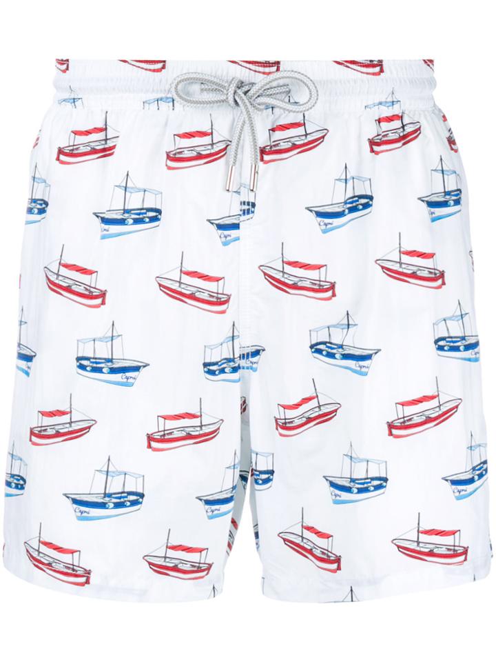Capricode Boat Print Swim Shorts - White