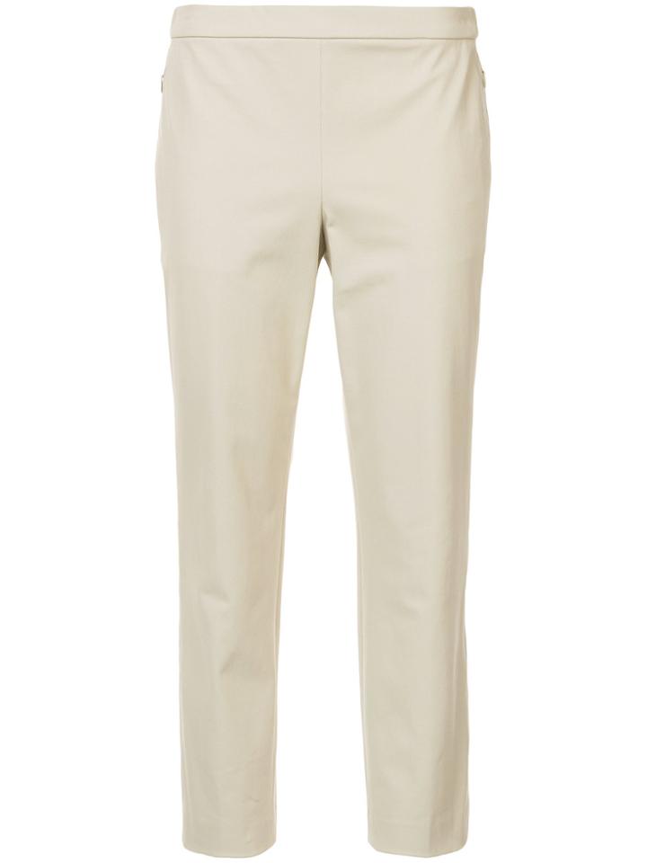 Theory Plain Slim Cropped Trousers - Brown
