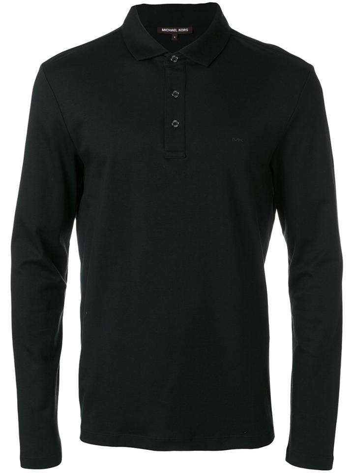 Michael Kors Long Sleeve Polo Shirt - Black