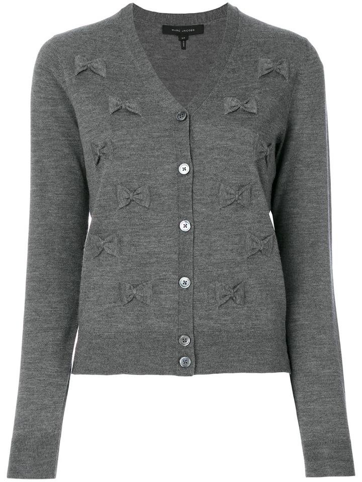Marc Jacobs - Bow Embroidered Cardigan - Women - Wool - L, Grey, Wool