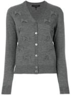 Marc Jacobs - Bow Embroidered Cardigan - Women - Wool - L, Grey, Wool
