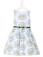 Monnalisa Daisy Print Dress, Girl's, Size: 12 Yrs, White