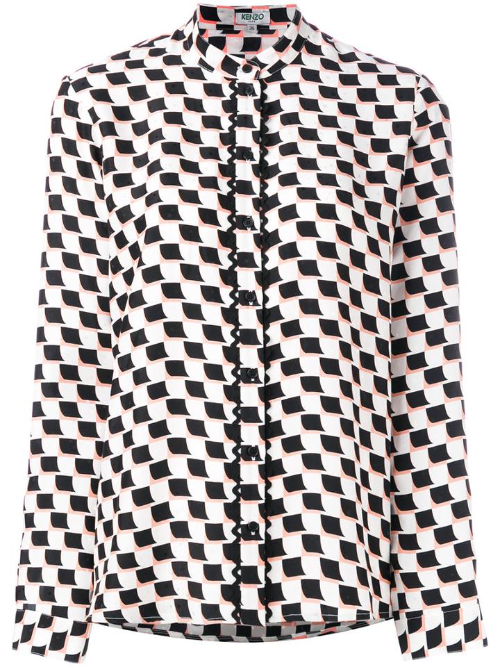 Kenzo Geometric Print Shirt, Women's, Size: 36, White, Silk