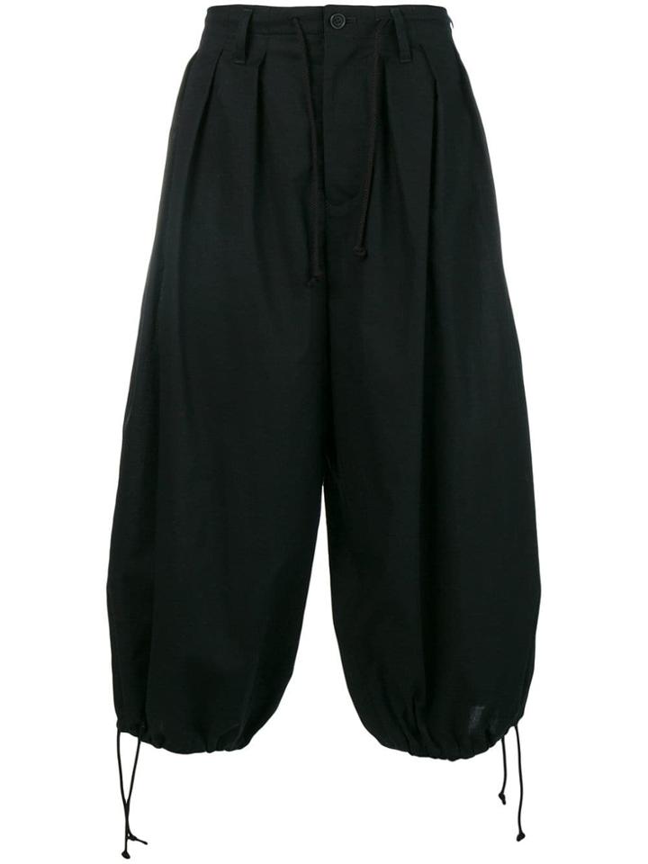 Yohji Yamamoto Cropped Harem Trousers - Black