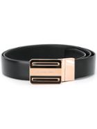 Ermenegildo Zegna Bronze-tone Hardware Belt, Men's, Size: 110, Black, Calf Leather