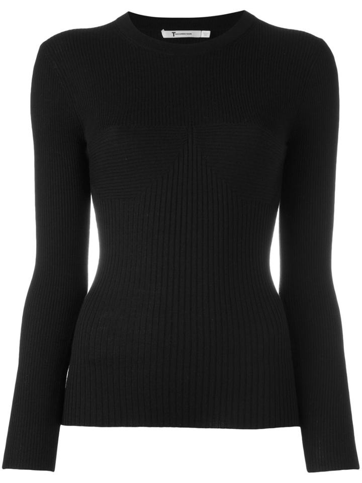 T By Alexander Wang Ribbed Jumper, Women's, Size: Large, Black, Merino