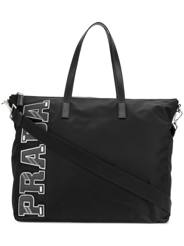 Prada Logo Patch Tote - Black