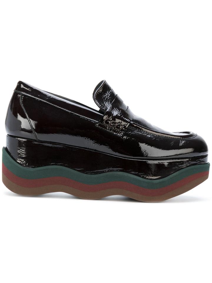 Paloma Barceló Waved Platform Loafers - Black