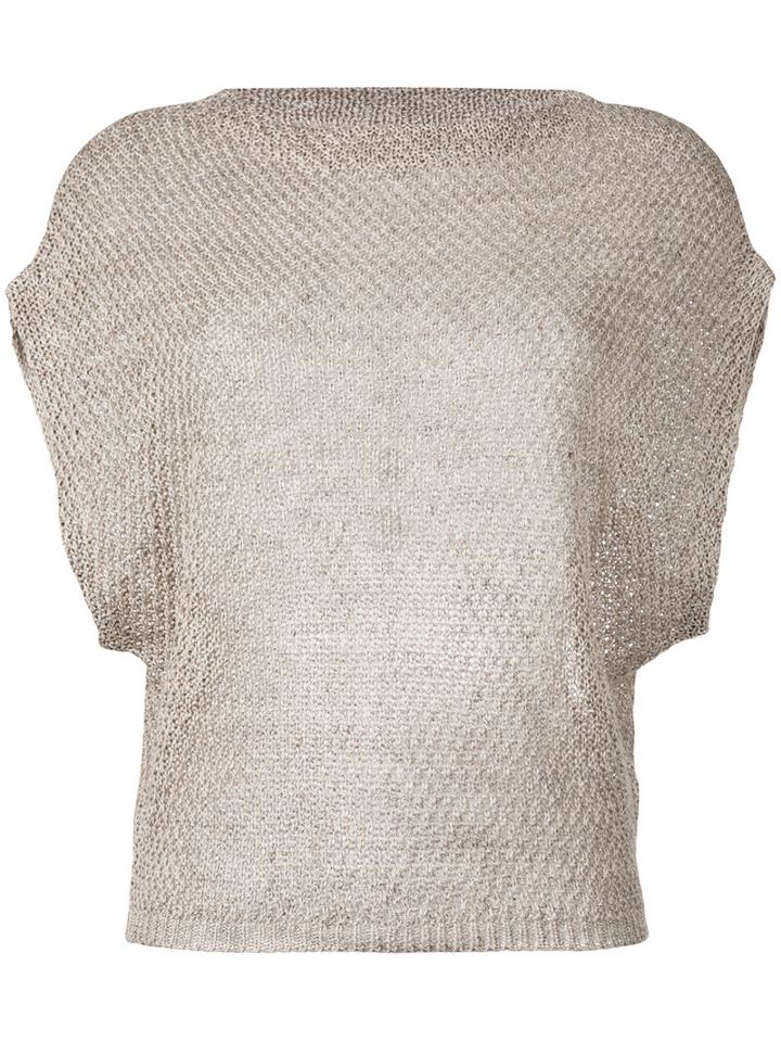 Eleventy - Knit Dolman Sleeve Top - Women - Linen/flax - L, Women's, Nude/neutrals, Linen/flax