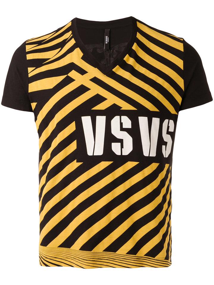 Versus - Printed V-neck T-shirt - Men - Cotton - S, Black, Cotton