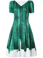 Oscar De La Renta Printed Split Neck Dress - Green