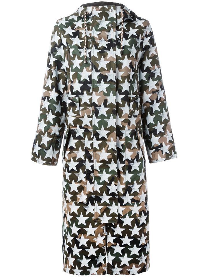 Valentino Star Print Camouflage Coat, Women's, Size: 42, Brown, Cotton