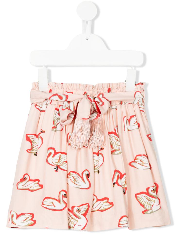 Stella Mccartney Kids - Myrtle Swan Print Skirt - Kids - Viscose - 6 Yrs, Pink/purple