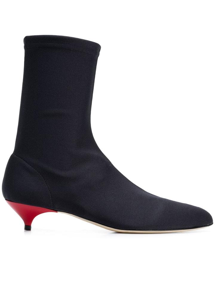 Gia Couture Kitten Heel Sock Boots - Black