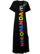 Nicopanda - Logo Print Maxi Dress - Women - Cotton - Xs, Women's, Black, Cotton