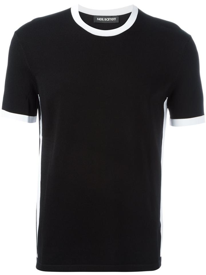 Neil Barrett Contrast Collar T-shirt, Men's, Size: Large, Black, Viscose/nylon