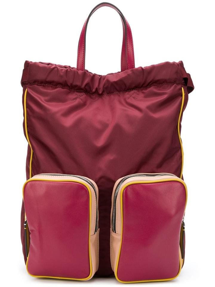 Marni Drawstring Top Backpack - Red