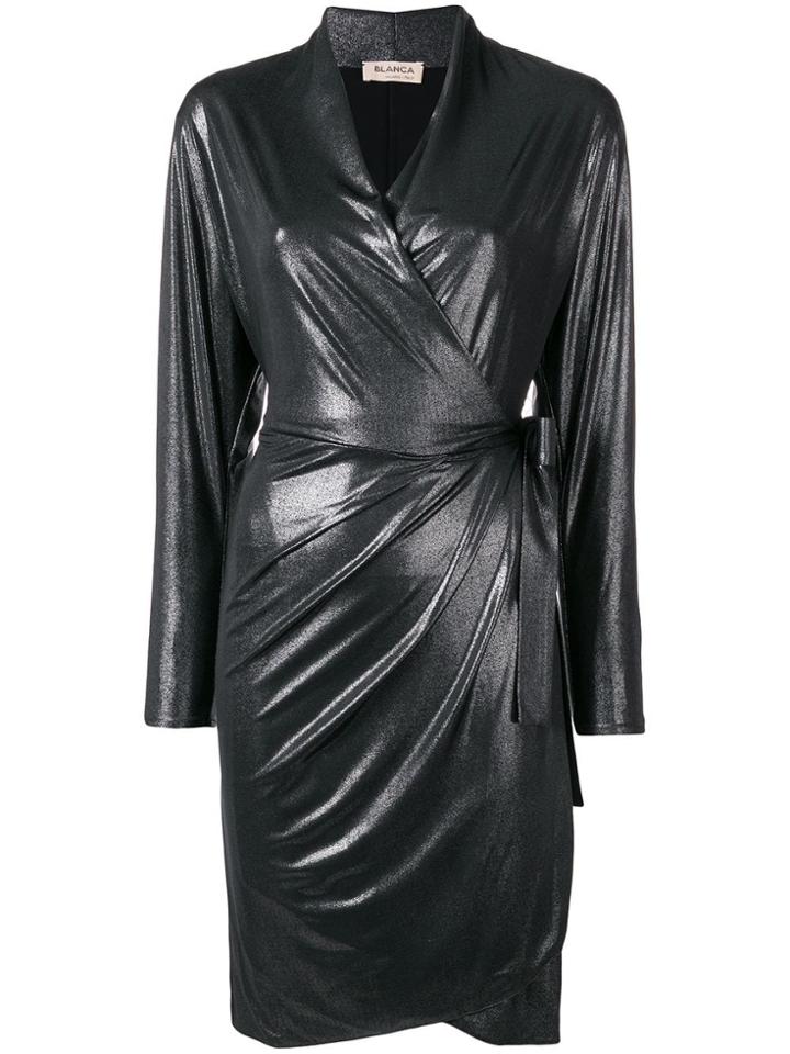 Blanca V-neck Wrap Dress - Metallic