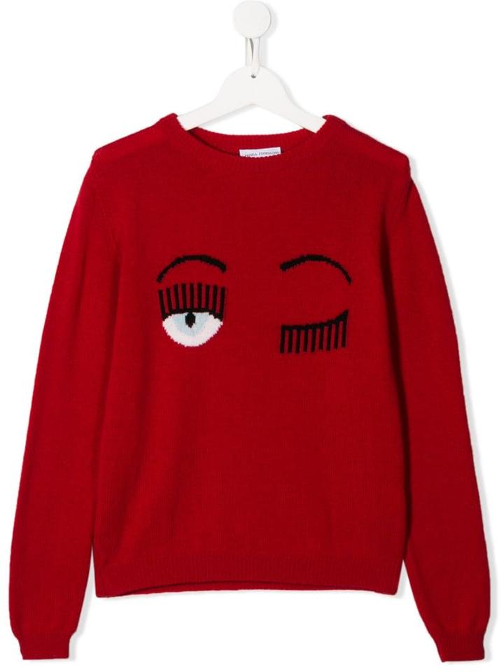Chiara Ferragni Kids Wink Detail Sweater - Red