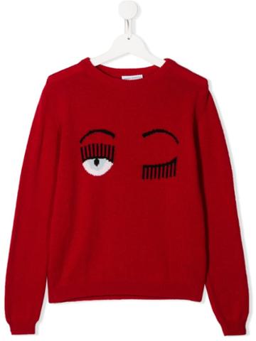 Chiara Ferragni Kids Wink Detail Sweater - Red