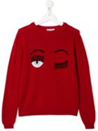 Chiara Ferragni Kids Wink Detail Sweater - Red