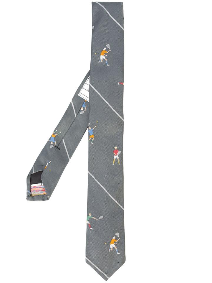 Thom Browne Classic Necktie In Tennis Boys Stripe Silk Tie Jacquard -