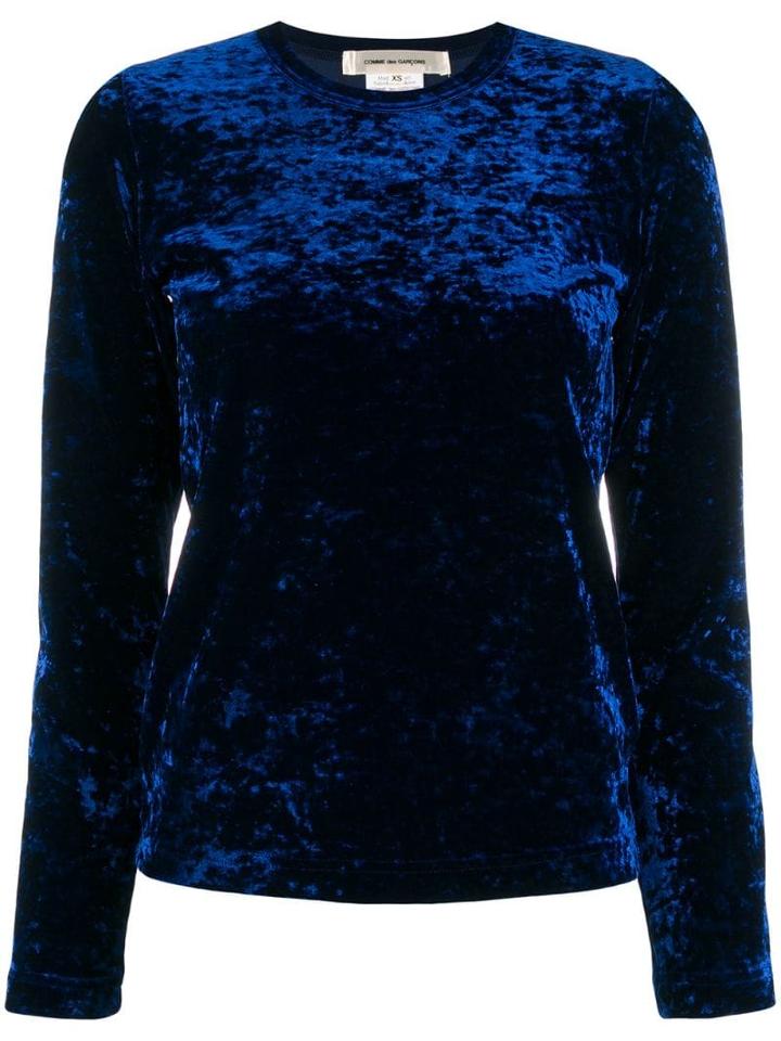 Comme Des Garçons Velvet Round Neck Top - Blue