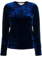 Comme Des Garçons Velvet Round Neck Top - Blue