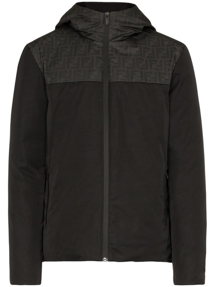 Fendi Ff Logo Hooded Jacket - Black