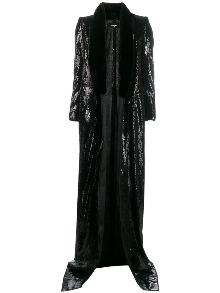 Dsquared2 Sequin Long Coat - Black