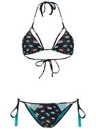 Brigitte Printed Triangle Bikini Set, Women's, Size: P, Black, Polyamide/spandex/elastane