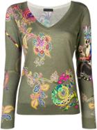 Etro Floral V-neck Sweater - Green
