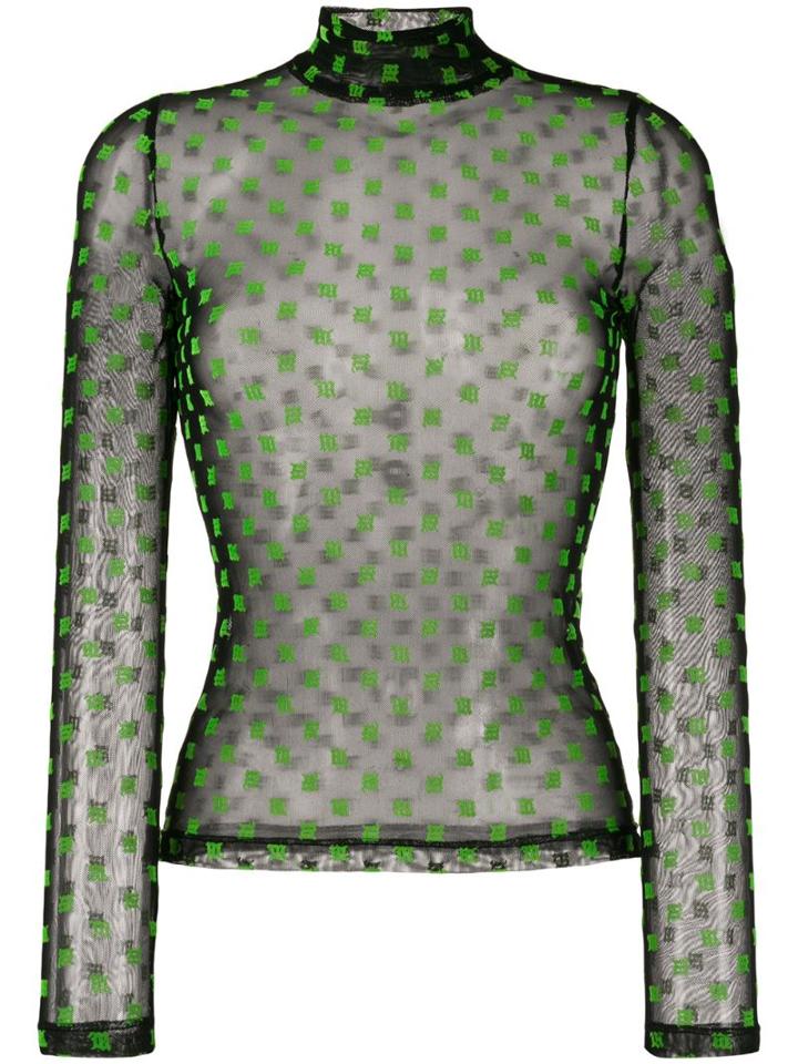 Misbhv Monogram Mesh Top - Black