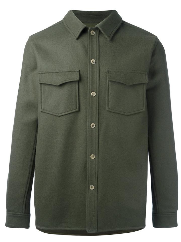 A.p.c. - Buttoned Shirt Jacket - Men - Polyamide/cashmere/virgin Wool - S, Green, Polyamide/cashmere/virgin Wool