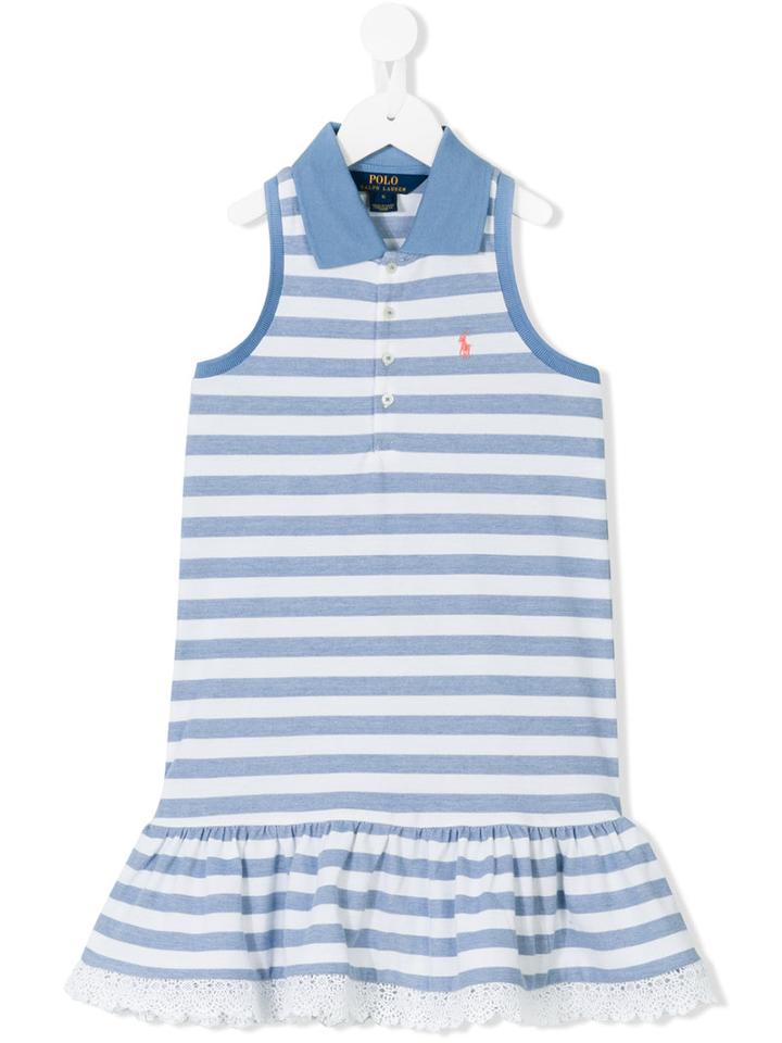 Ralph Lauren Kids - Striped Ruffled Dress - Kids - Cotton - 3 Yrs, Blue