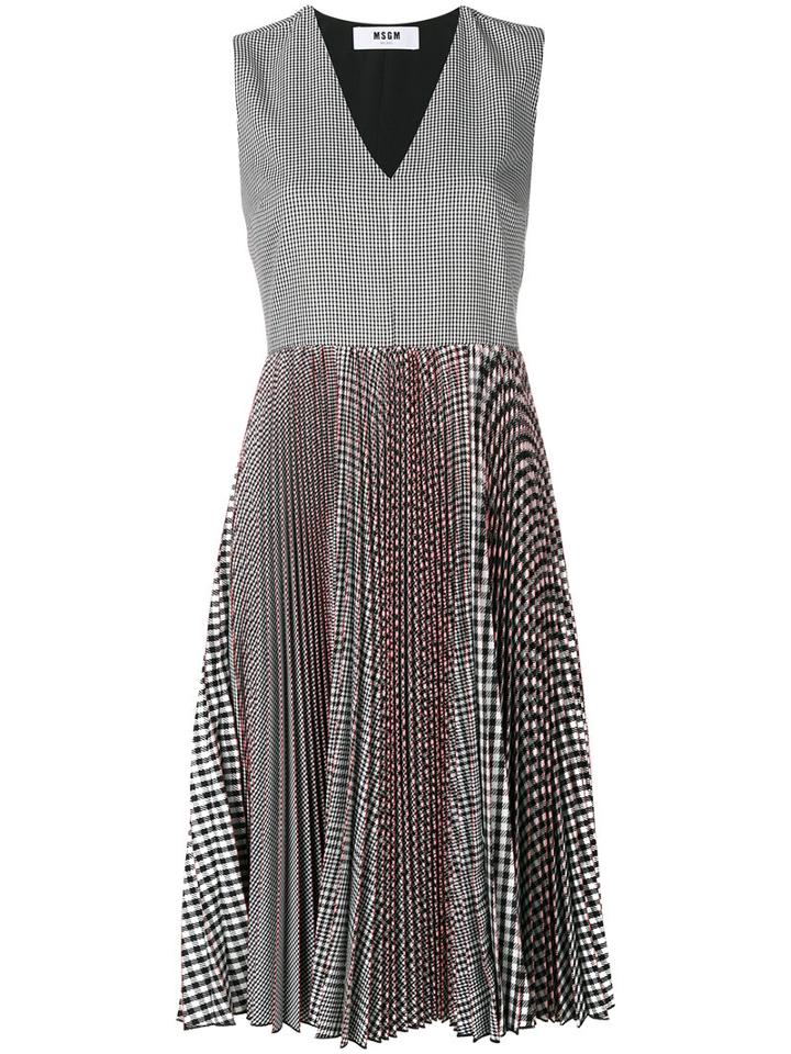 Msgm - Checked Pleated Dress - Women - Cotton/polyester - 42, Cotton/polyester