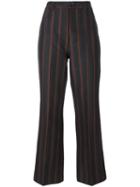 Nina Ricci Striped High Waisted Trousers, Women's, Size: 38, Black, Wool