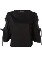 Sportmax - Lace-up Sleeves Blouse - Women - Cotton - S, Women's, Black, Cotton