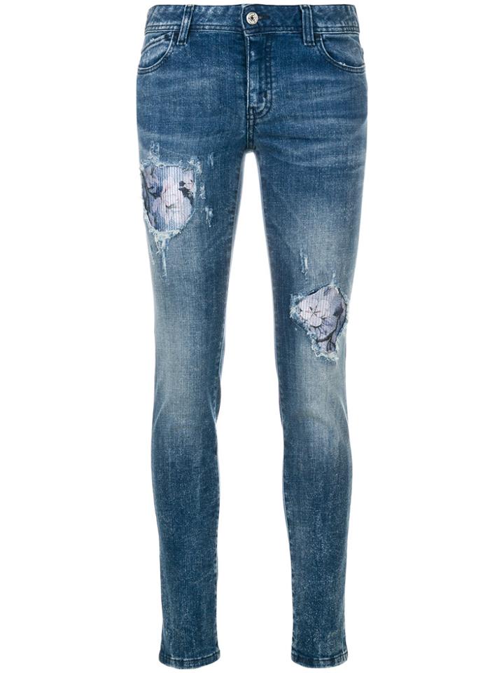 Just Cavalli Patch Detail Slim Jeans - Blue