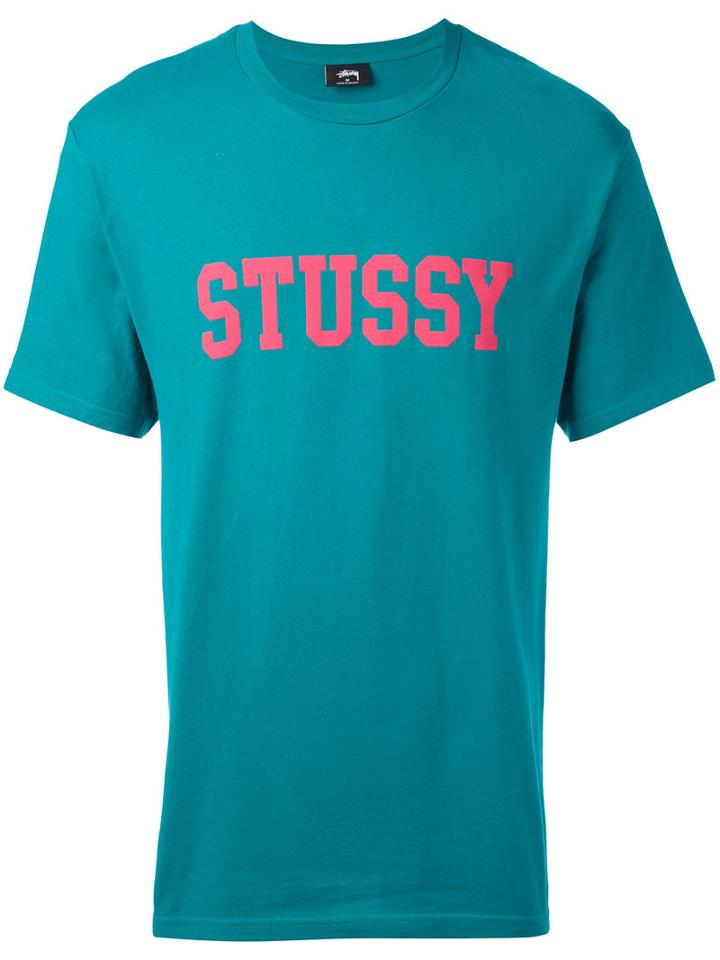 Stussy - Logo Print T-shirt - Men - Cotton - S, Green, Cotton