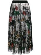 Amen Embroidered Tulle Skirt - Black