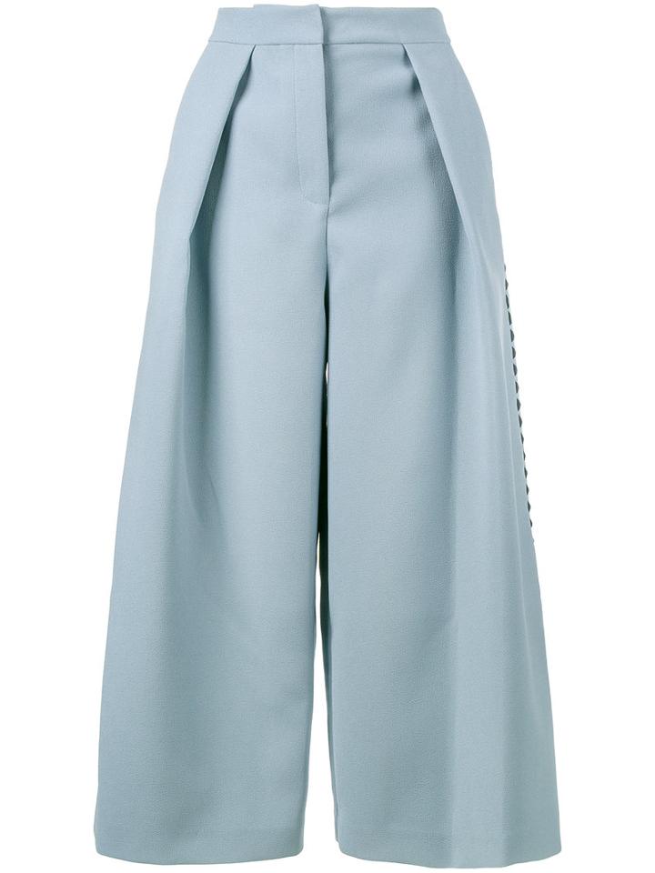Roksanda - Pleated Culottes Trousers - Women - Silk/polyamide/polyester/acetate - 12, Women's, Blue, Silk/polyamide/polyester/acetate