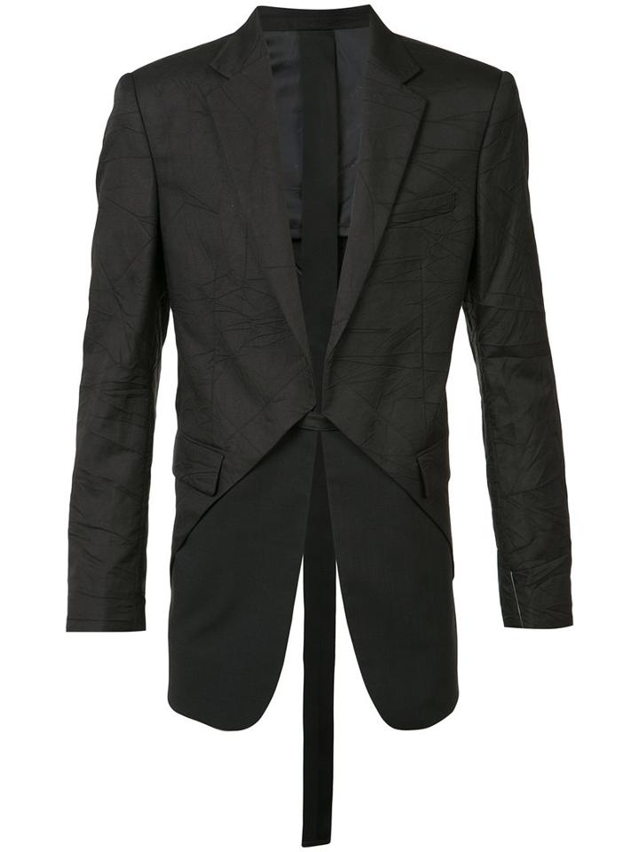 D.gnak Layered Blazer, Men's, Size: 46, Black, Linen/flax/nylon/spandex/elastane